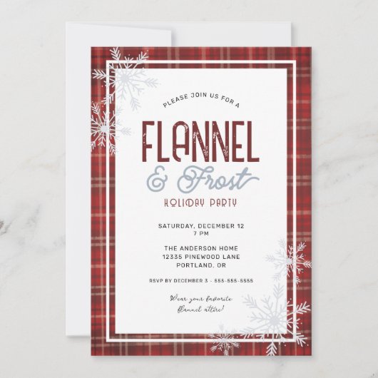 ウォームフランネルとフロストクリスマスホリデーパーティー 招待状 (正面)
