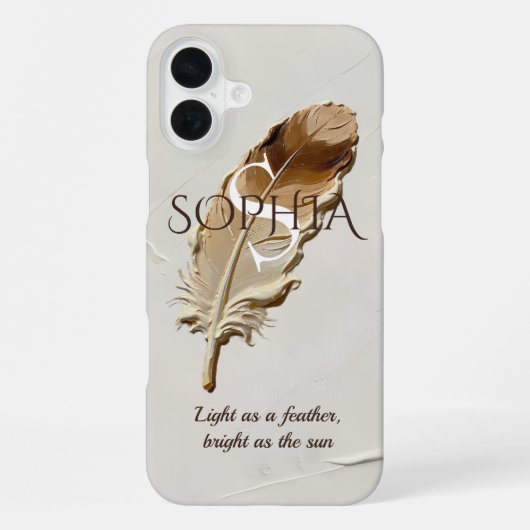 ウォームブラウンのフェザーモノグラムカスタマイズ iPhoneケース (裏面)