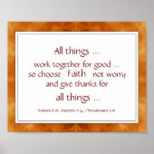 ウォームブラウンバイブル聖なる書物、 経典勇気付けられる引用文 ポスター (正面)