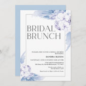 ウォームブルーボーホパンパスグラスフレームブライダルシャワー 招待状 (正面/裏面)