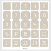 ウォームベージュのカスタマイズ可能な四角い数字ステッカー シール (シート)