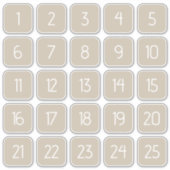 ウォームベージュのカスタマイズ可能な四角い数字ステッカー シール (正面)