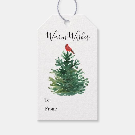 ウォームホリデーウィッシュズモールツリーレッド(鳥)ショウジョウコウカンチョウ ギフトタグ (正面)
