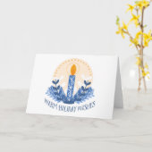 ウォームホリデーウィーズ企業のホリデーキャンドル カード (黄色い花)