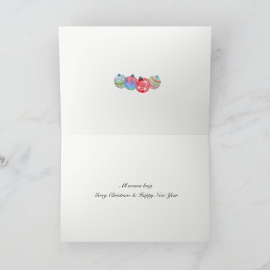 ウォームホリデー応援デザインブルークリスマスグリーティング シーズンカード (内部)