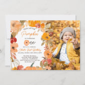ウォームボホ秋リトルカボキンファースト誕生日写真 招待状 (正面)