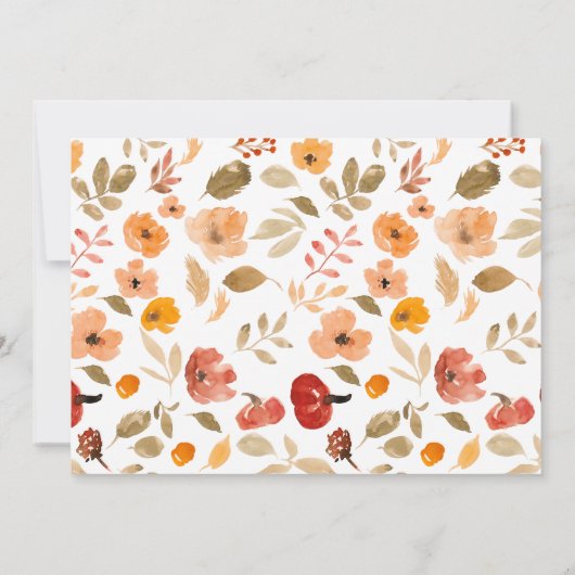 ウォームボホ秋リトルカボキンファースト誕生日写真 招待状 (裏面)