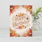 ウォームリトルウッドランドオータム秋ハッピーバースデー カード (スタンド正面)