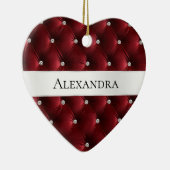 ウォームレッドラグジュアリーベルベフェイクットクリスマス セラミックオーナメント (右)