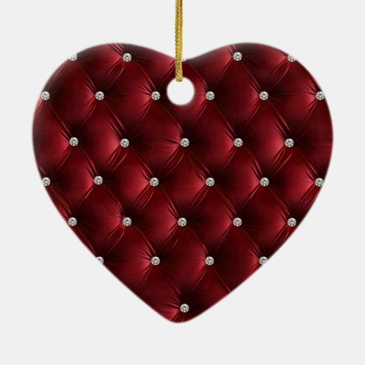 ウォームレッドラグジュアリーベルベフェイクットクリスマス セラミックオーナメント (裏面)