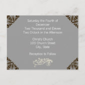 ウォーム自然ウズゴールデンイエローグレーブラック結婚ズ インビテーションポストカード (裏面)