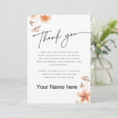ウォーム・ウォーターカラー・フラワーズ・カリグラフィー・ウェディング サンキューカード (スタンド正面)
