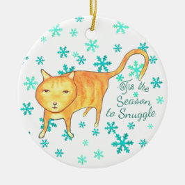 ウォーム・ファジーズと冬の雪あそび クリスマスの猫 セラミックオーナメント
