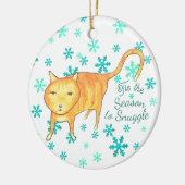 ウォーム・ファジーズと冬の雪あそび クリスマスの猫 セラミックオーナメント (左)
