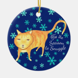ウォーム・ファジーズと冬の雪あそび クリスマスの猫 セラミックオーナメント