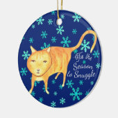 ウォーム・ファジーズと冬の雪あそび クリスマスの猫 セラミックオーナメント (左)