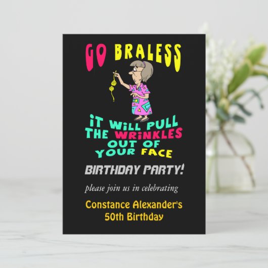 ウォーメンスおもしろいバースデーパーティ招待状 招待状 (スタンド正面)
