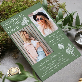 ウォーモダンクレス蝶の写真卒業パーティー 招待状