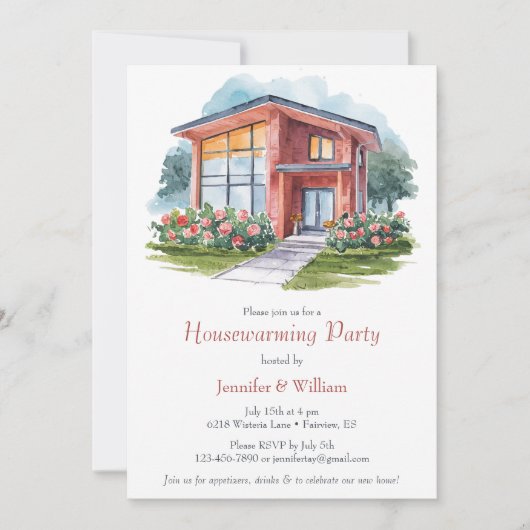 ウォーモダンターカラーハウス引っ越し祝いパーティーパーティー 招待状 (正面)