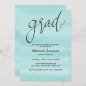 ウォーモダンターカラーブルーグラードタイポグラフィ 招待状 (正面/裏面)