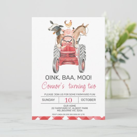 ウォーモダンターカラーボーイズファーム誕生日招待状 招待状 (スタンド正面)