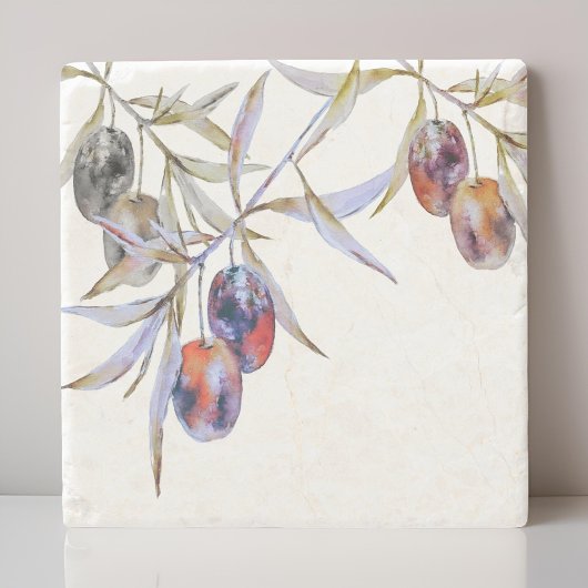 ウォーモダンタ素朴ーカラーオリーブブランチ ストーンコースター