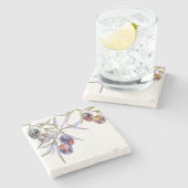 ウォーモダンタ素朴ーカラーオリーブブランチ ストーンコースター (横)