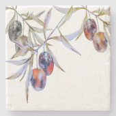 ウォーモダンタ素朴ーカラーオリーブブランチ ストーンコースター (正面)