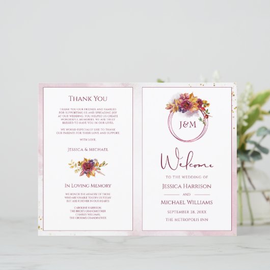 ウォーモダントカラー秋ブーケ結婚式 プログラム (スタンド正面)