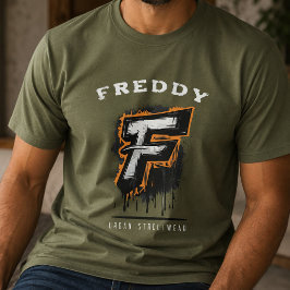 ウォールから飛び出したフレッシュなグラフィティモノグラム「F」 Tシャツ