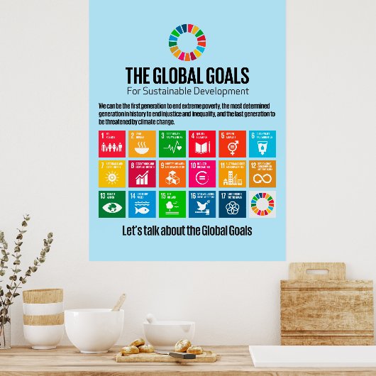 ウォールやる気を起こさせる・アート・グローバル・サステナビリティゴール ポスター (キッチン)