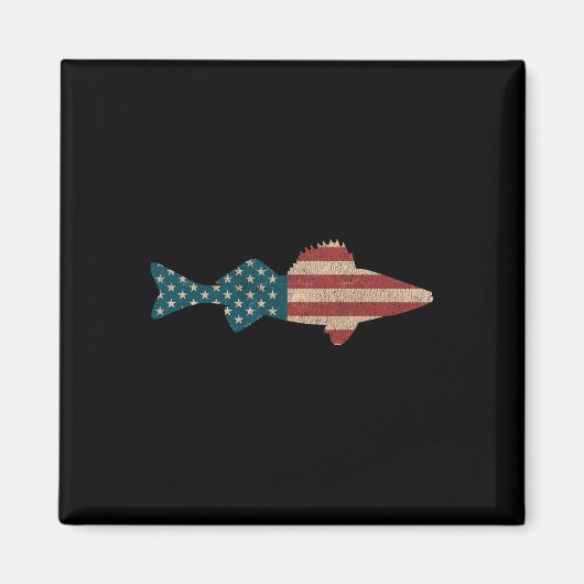 ウォールアイ フィッシング アメリカ国旗 サーガー 釣り マグネット (正面)