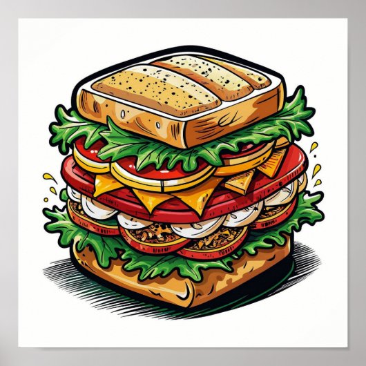 ウォールアートおもしろい食品 ポスター (正面)