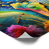 ウォールアートウォーターカラーファロア顔オンワールドマップ ポスター (角)