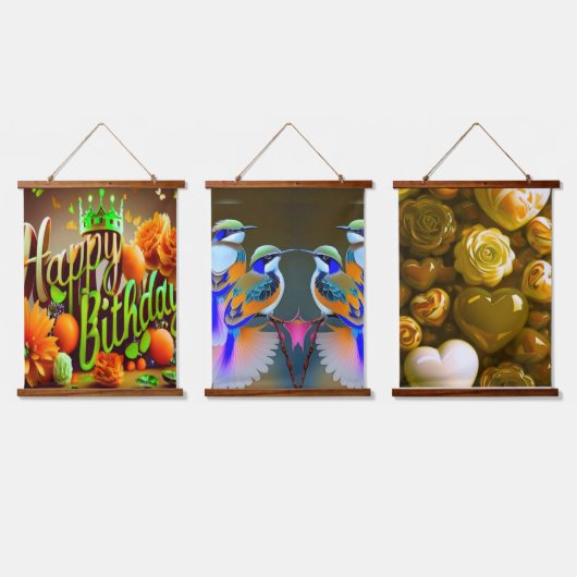 ウォールアートデコールタペストリー 吊り下げ型タペストリー (トリプル)