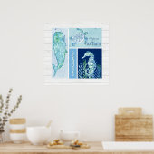 ウォールアートビーチ海ショアホエールタートルシーホース ポスター (キッチン)