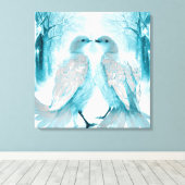 *~*ウォールアートラブバードAP54アートウィンター キャンバスプリント (インサイチュ (ウッドフロア))