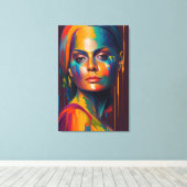 ウォールアート絵を描デコール用の女性のポートレート キャンバスプリント (インサイチュ (ウッドフロア))