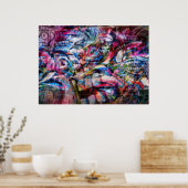 ウォールカラフルグラフィティイラストレーション ポスター (キッチン)