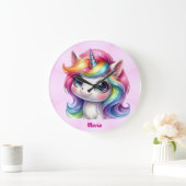 ウォールクロックかわいいユニコーン ラージ壁時計 (ホーム)