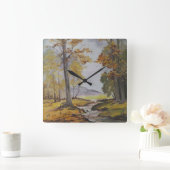 ウォールクロックアンヘ絵画イスズフォレストストリーム スクエア壁時計 (ホーム)