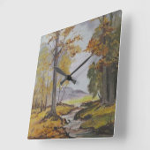 ウォールクロックアンヘ絵画イスズフォレストストリーム スクエア壁時計 (傾斜)