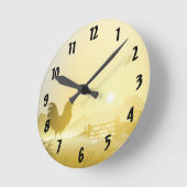 ウォールクロックサニーモーニングファームカントリー素朴スンリ ラウンド壁時計 (傾斜)