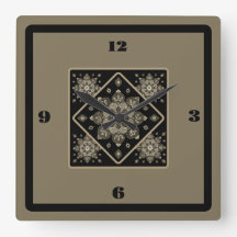 ウォールクロックセピアメダリオンズオンブラック