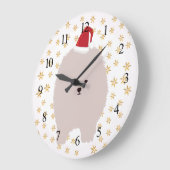 ウォールクロックドッグ、ポメラニア犬ドッグサンタハット ラージ壁時計 (傾斜)