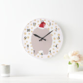 ウォールクロックドッグ、ポメラニア犬ドッグサンタハット ラージ壁時計 (ホーム)