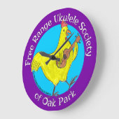 ウォールクロックフリーレンジウクレレ協会ロゴ ラージ壁時計 (傾斜)