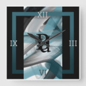 ウォールクロック抽象芸術トレンドホームデコールブルー海 スクエア壁時計 (正面)