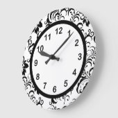 ウォールクロック白黒トリムダマスクフローラ(3) ラージ壁時計 (傾斜)