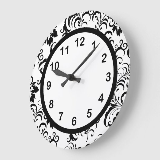 ウォールクロック白黒トリムダマスクフローラ(3) ラージ壁時計 (傾斜)